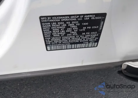 2023 Volkswagen Atlas Cross Sport 3.6L V6 Se W/Technology from USA, damaged, VIN 1V2JE2CA3PC227230